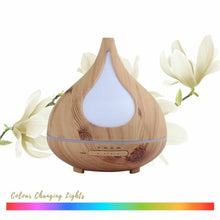 Load image into Gallery viewer, Wood Tear drop Aromatherapy Diffuser 10hr Aromamist Colour changing