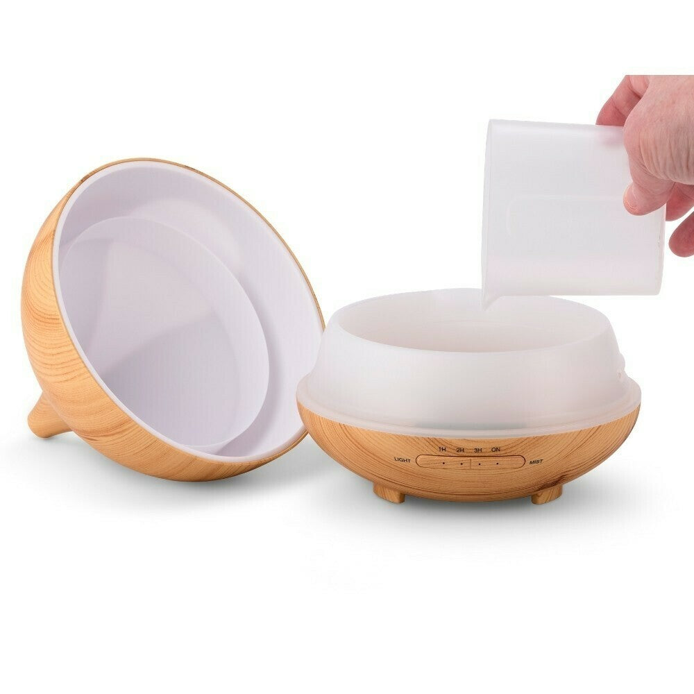 Wood Tear drop Aromatherapy Diffuser 10hr Aromamist Colour changing ...
